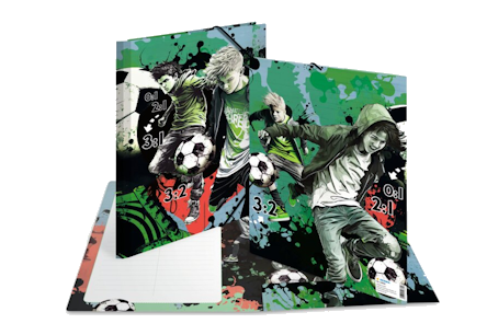 Dossier avec motif de football sous plusieurs angles