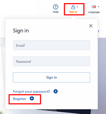 Texte : "Fenêtre d'inscription avec des champs pour l'e-mail et le mot de passe, ainsi que des boutons pour 'Se connecter' et 'S'inscrire'.