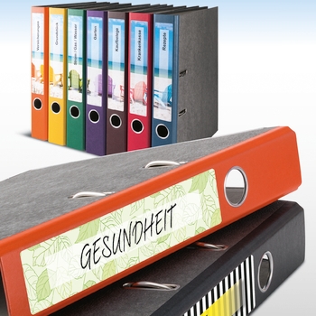 Classeur de différentes couleurs avec des étiquettes HERMA
