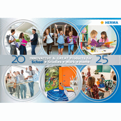 Produits innovants pour l'école, les études, le travail et la maison, présentés en six scènes avec des personnes réalisant différentes activités.