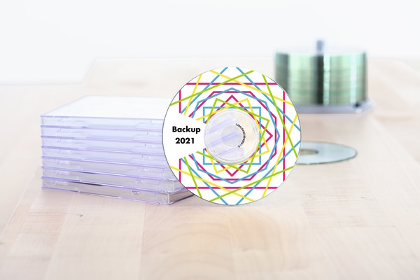 Étiquette de CD imprimée en couleur "Sauvegarde 2021