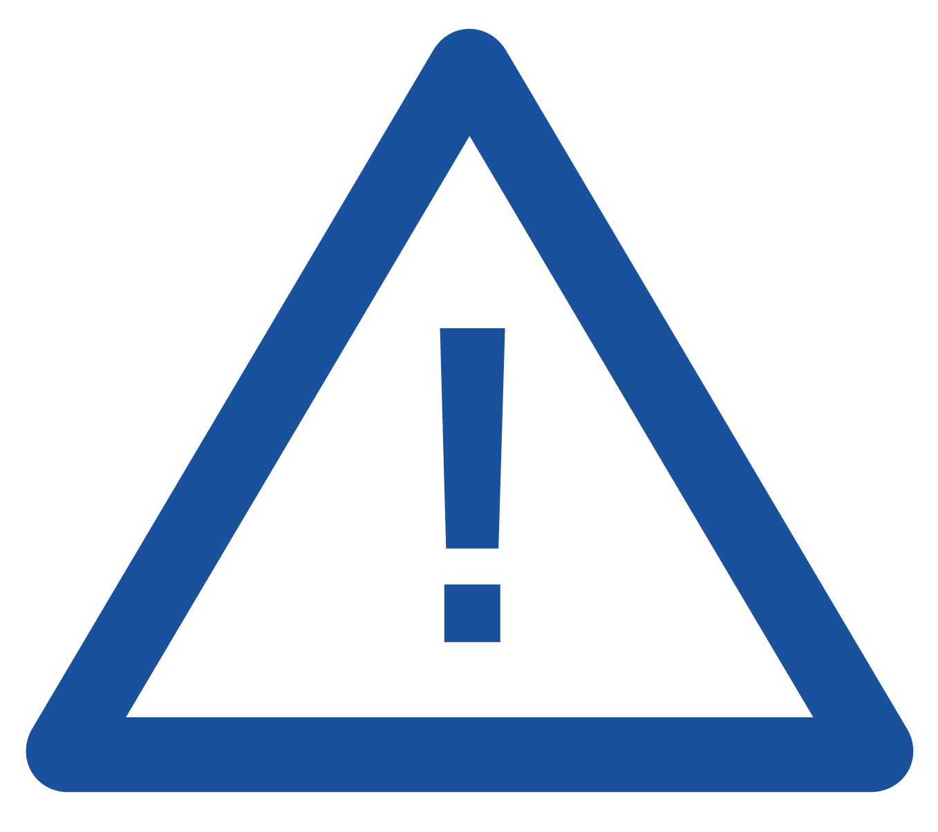 Un symbole d'avertissement bleu en forme de triangle équilatéral avec un point d'exclamation au centre.