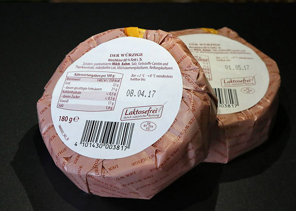 [Translate to Français:] Étiquette sur le fromage Étiquetage des aliments à HERMA