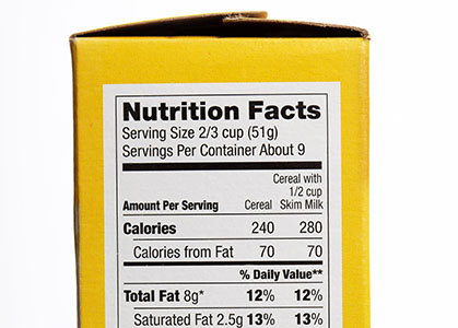 Étiquette comportant des informations nutritionnelles
