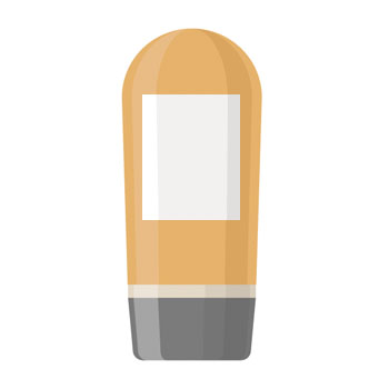 Une gomme orange avec un fond gris et une zone blanche au milieu.