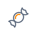 Un logo stylisé avec un design gris et orange, représentant une forme abstraite.