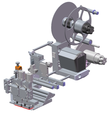 Plan technique d'un module de machine avec différents composants mécaniques, y compris un moteur, des rouleaux et des éléments de commande.