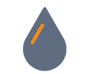 Symbole de goutte d'eau en gris avec une ligne orange.