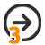 Un flèche grise pointant vers la droite, entourée d'un cercle, avec le chiffre trois en orange.