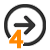 Un symbole gris avec une flèche pointant vers la droite et le chiffre quatre en orange.