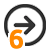 Un cercle gris avec une flèche pointant vers la droite et le chiffre six en orange.