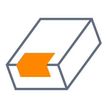 Un bloc orange avec une bordure grise, de forme rectangulaire.