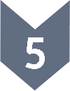 Flèche grise orientée vers le bas avec le chiffre cinq en blanc.