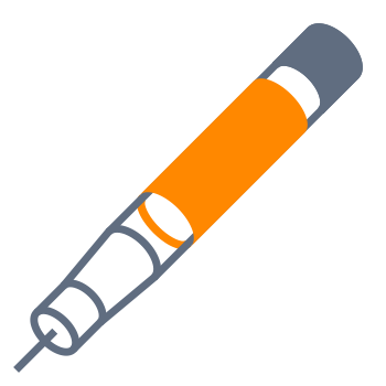 Un marqueur orange avec un corps gris, présenté sur un fond de couleur neutre.