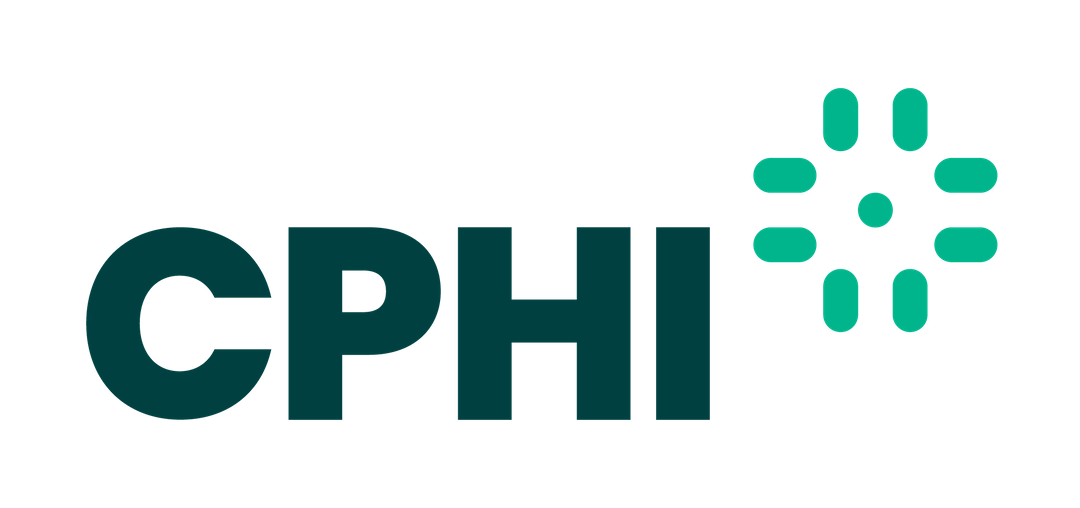 Texte : "Logo de CPHI avec des éléments graphiques stylisés en vert et noir.