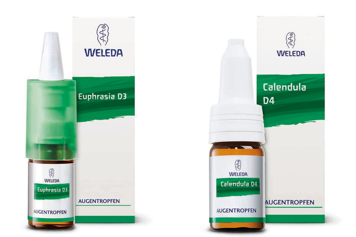 Produits Weleda Euphrasia et Calendula en flacons