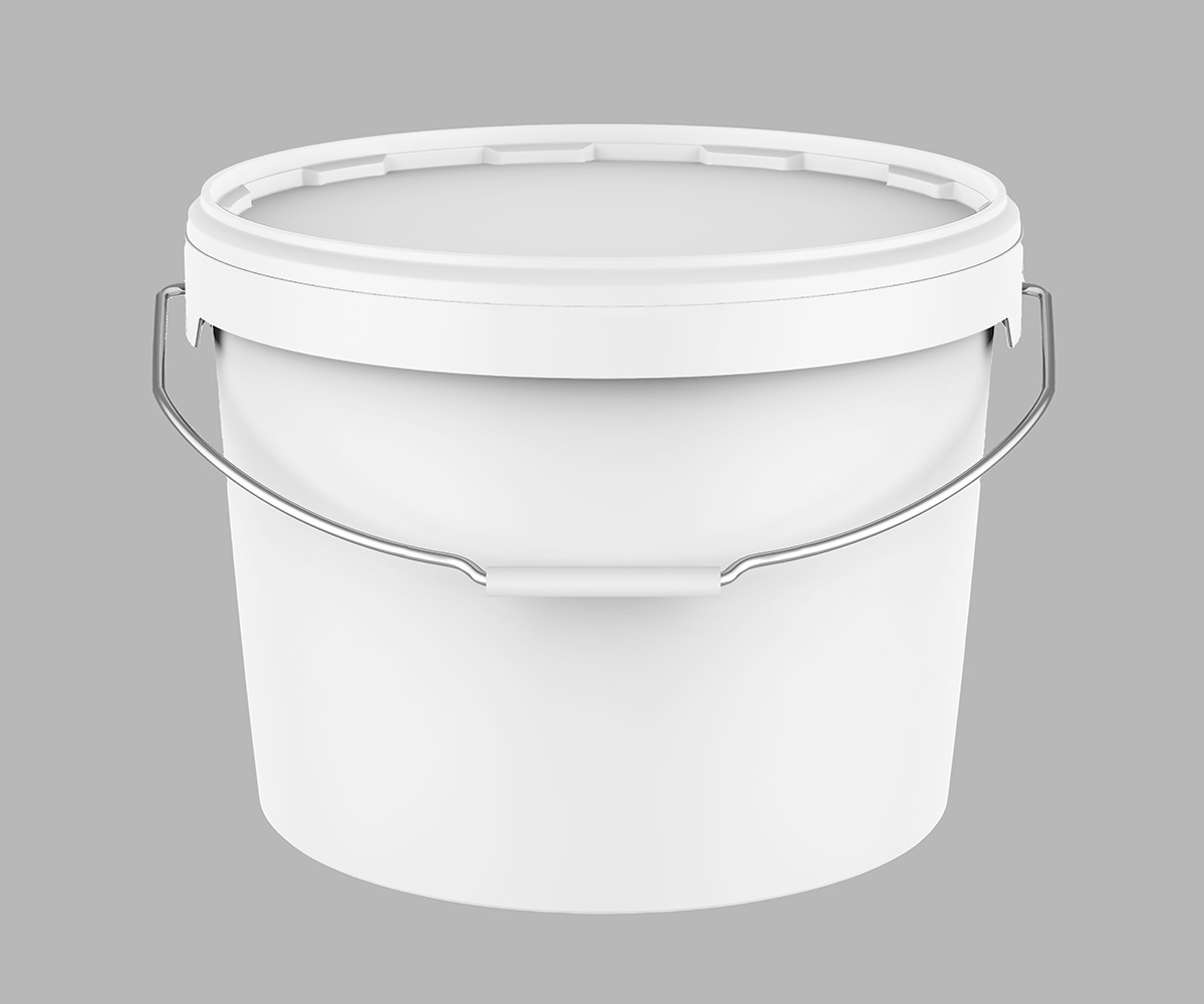 Solutions secteur des matériaux de construction : seau de peinture ovale, sans étiquette.