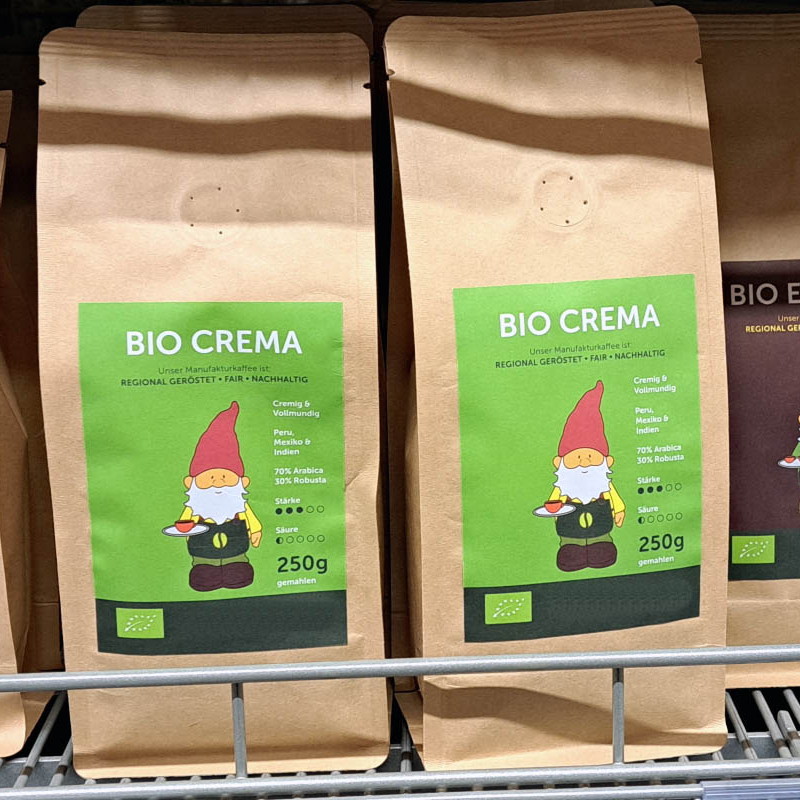 Solutions alimentaires : étiquettes en impression numérique de haute qualité pour des produits de qualité, emballage de café en papier brun naturel.