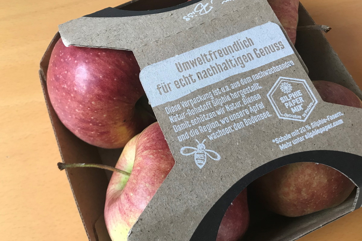 Emballage de pommes en matériau de silphie