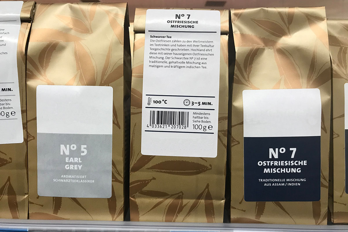 Solutions alimentaires : étiquettes en impression numérique de haute qualité pour des produits haut de gamme, emballage de thé en film métallisé.