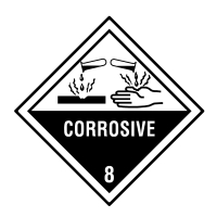 Étiquettes de substances dangereuses et de marchandises dangereuses : Étiquettes de danger Classe 8