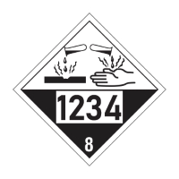 Étiquettes de substances dangereuses et de marchandises dangereuses : Plaque de classe 8 avec impression personnalisée.
