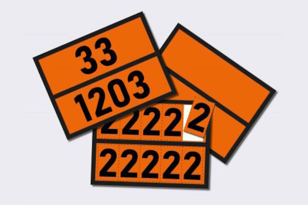 Étiquettes de substances dangereuses et de marchandises dangereuses : Panneau d'avertissement orange ADR