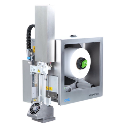 HERMA InNo-Liner : Imprimante haute performance HERMES QL de cab, équipée d'un grand support de rouleau et d'une unité d'impression précise pour les étiquettes HERMA InNo-Liner.