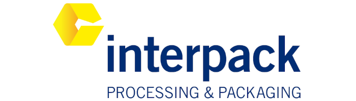 Logo de l'interpack, un salon dédié à la transformation et à l'emballage, avec le slogan "TRANSFORMATION & EMBALLAGE".