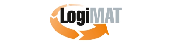 Texte : "Logo de LogiMAT avec une flèche orange représentant un cycle, et l'inscription 'LogiMAT' en noir et gris.