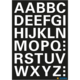 Alphabetische Buchstaben in Großschrift auf schwarzem Hintergrund, angeordnet in mehreren Reihen.