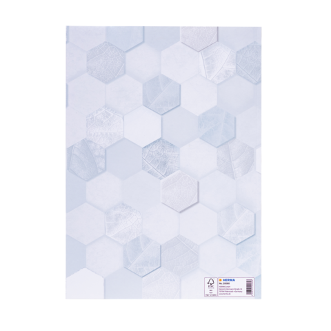 Helle, hexagonale Muster in verschiedenen Grautönen auf einem weißen Hintergrund.