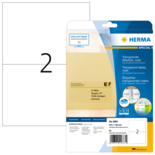 HERMA SPECIAL A4 Étiquettes transparentes mates en plastique