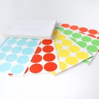 Étiquettes sur feuilles, pour machines à imprimer, emballages d'imprimerie, points colorés.