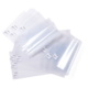Eine Ansammlung transparenter Dokumentenhüllen in verschiedenen Größen, einige mit Etiketten versehen.