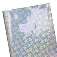 The translation of "Heftschoner silber" into French is "couverture de cahier argentée.