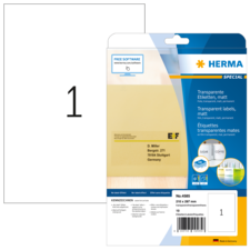 HERMA SPECIAL A4 Étiquettes transparentes mates en plastique