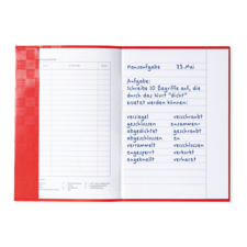 Hausaufgabe vom 23. Mai: Liste von 10 Begriffen, die durch "dicht" ersetzt werden können, darunter "verschlossen" und "abgedichtet".