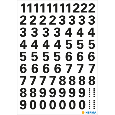 Schwarze Zahlen von 0 bis 9 auf weißem Hintergrund, angeordnet in mehreren Reihen und Spalten.