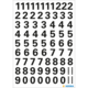 Schwarze Zahlen von 0 bis 9 auf weißem Hintergrund, angeordnet in mehreren Reihen und Spalten.