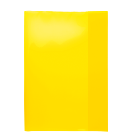 Ein leuchtend gelbes, glänzendes Blatt oder eine Folie ohne weitere Details oder Text.