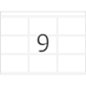 Eine große, schwarze Zahl 9 in der Mitte eines leeren, weißen Rasters mit insgesamt neun Feldern.