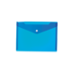 Blauer Kunststoffordner mit Druckknopfverschluss, ideal zur Aufbewahrung von Dokumenten und Unterlagen.