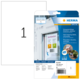 Packung mit strapazierfähigen, ablösbaren Etiketten von Herma, inklusive Softwarehinweis und Produktdetails.
