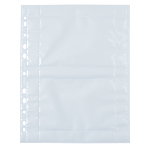 Transparente, gelochte Kunststoffhülle für Dokumente, geeignet für Ordner.