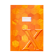 Orangefarbener Ordner mit hexagonalem Muster und hervorgehobenem Buchstaben "X" auf der Vorderseite.