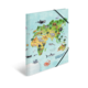 Eine farbenfrohe Weltkarte mit verschiedenen Tieren, die in ihren jeweiligen Regionen abgebildet sind, darunter Elefanten, Pinguine und Wale.