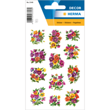 Bunte Blumenaufkleber in verschiedenen Farben und Formen, angeordnet auf einem weißen Hintergrund. Ideal für Dekorationszwecke.