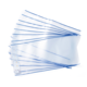 Eine Stapel transparenter Kunststoffhüllen mit blauen Rändern, geeignet für Dokumente oder Karten.
