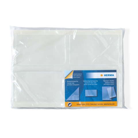 Transparente Visitenkartentaschen in einer Verpackung, geeignet für die Aufbewahrung von Karten.